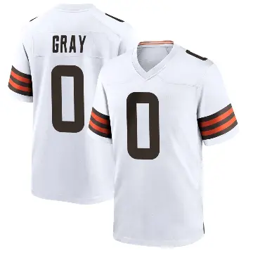 ＃0 Men's Eric Gray White Game Cleveland Browns Jersey