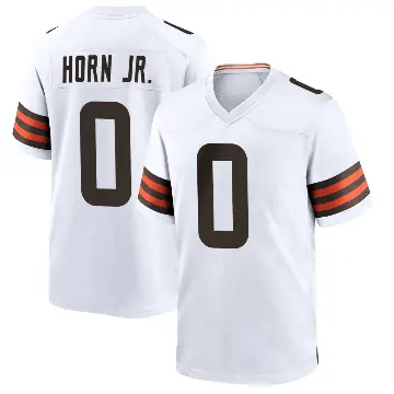 ＃0 Men's Jimmy Horn Jr. White Game Cleveland Browns Jersey