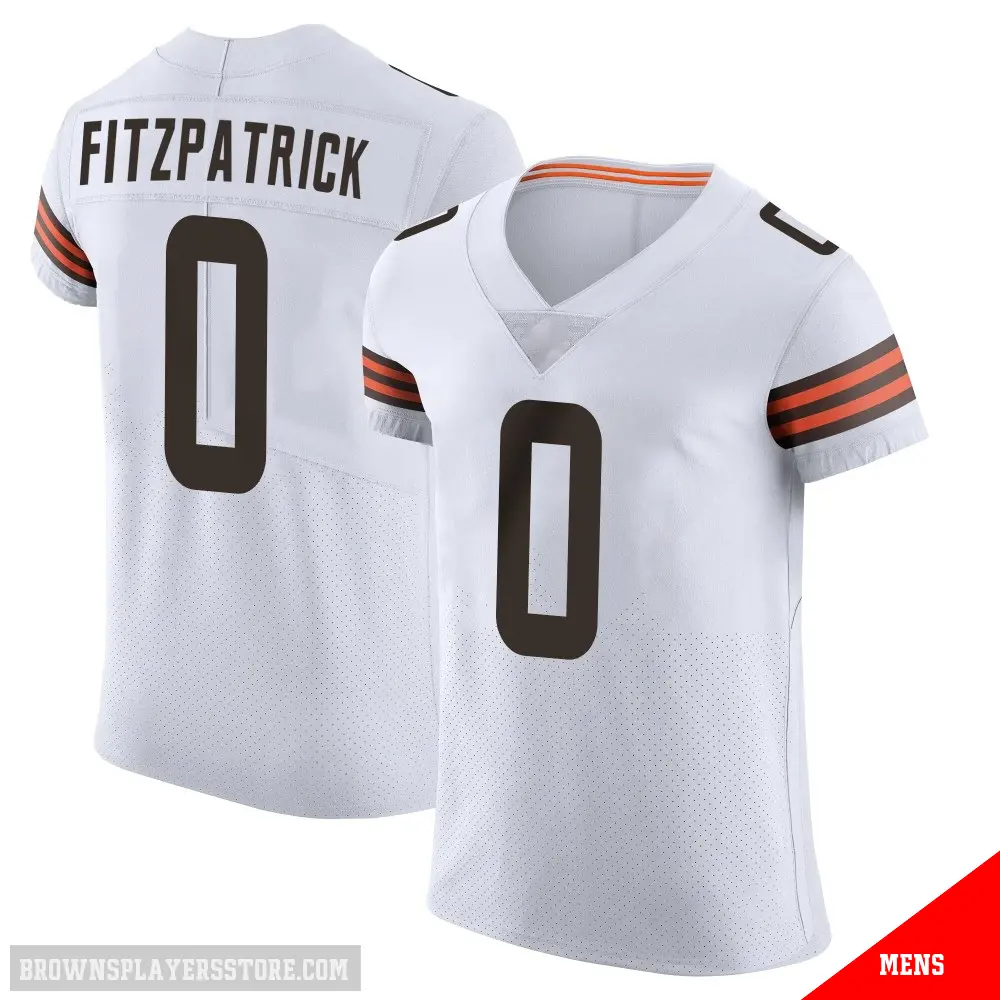 ＃0 Men's John FitzPatrick White Elite Cleveland Browns Vapor Jersey