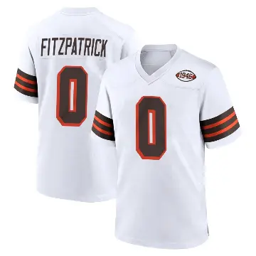 ＃0 Men's John FitzPatrick White Game Cleveland Browns 1946 Collection Alternate Jersey