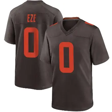 ＃0 Men's Obinna Eze Brown Game Cleveland Browns Alternate Jersey
