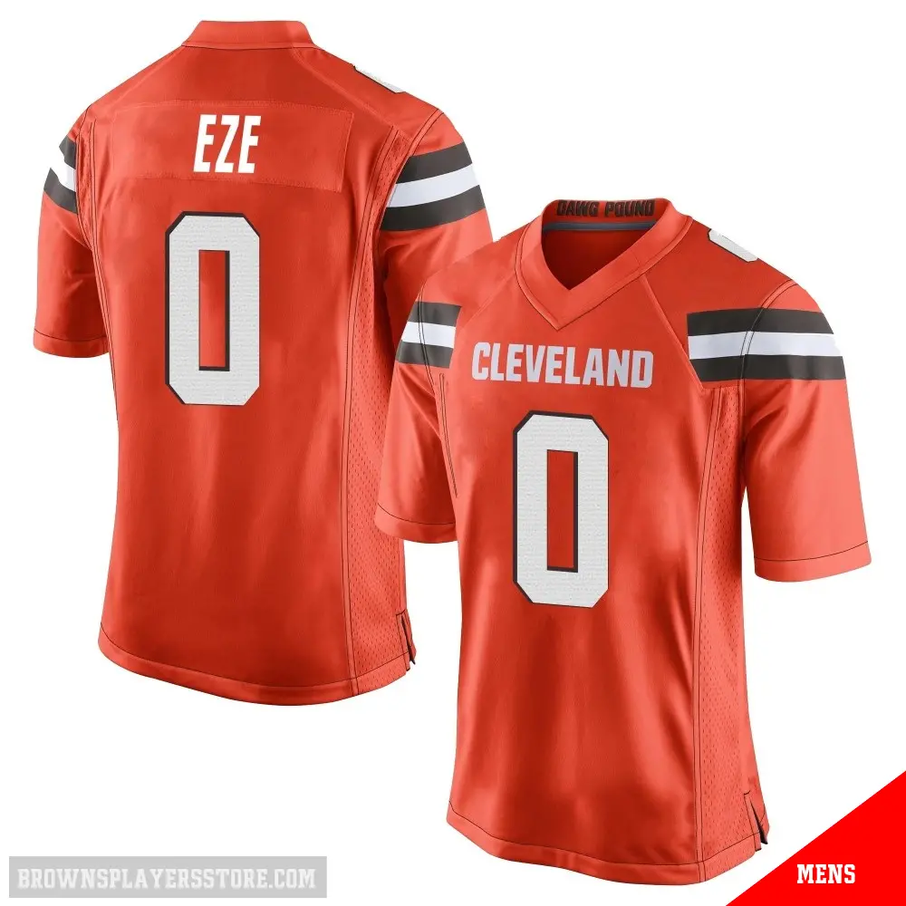 ＃0 Men's Obinna Eze Orange Game Cleveland Browns Alternate Jersey