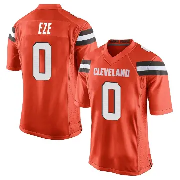 ＃0 Men's Obinna Eze Orange Game Cleveland Browns Alternate Jersey