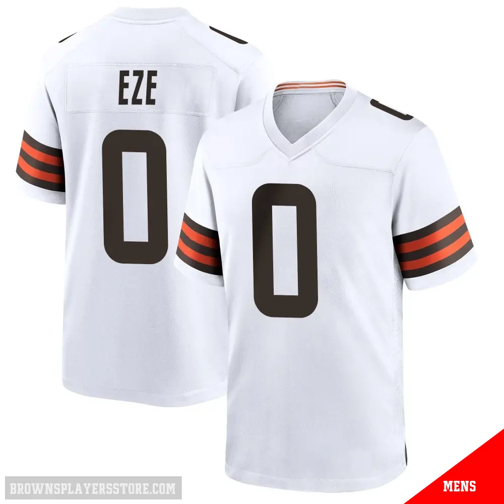 ＃0 Men's Obinna Eze White Game Cleveland Browns Jersey
