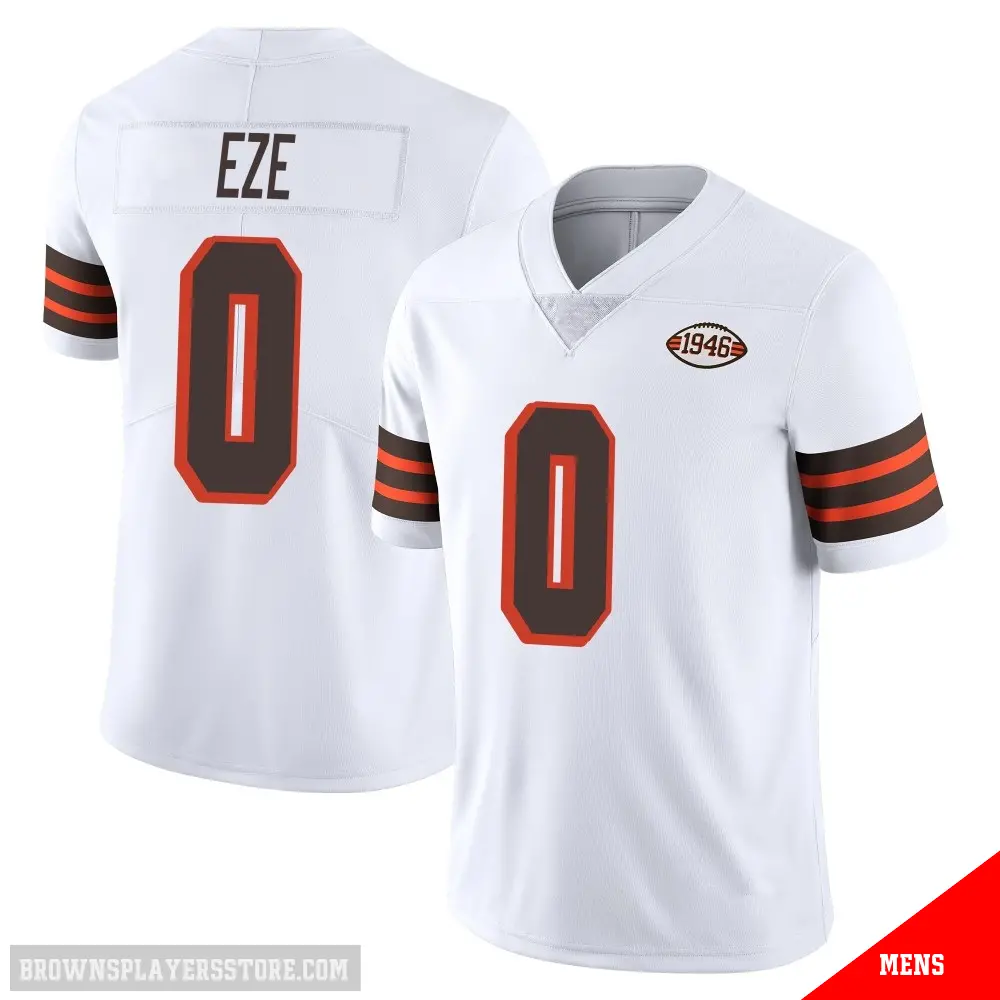 ＃0 Men's Obinna Eze White Limited Cleveland Browns Vapor 1946 Collection Alternate Jersey