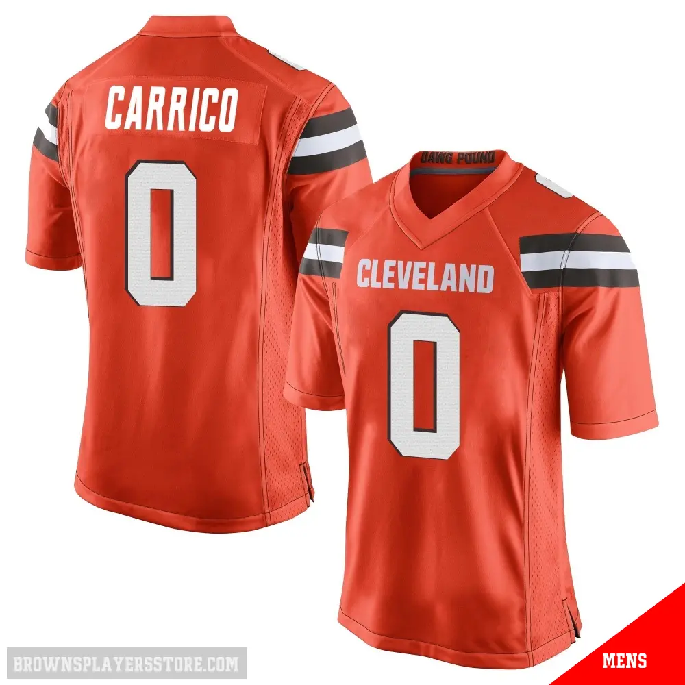 ＃0 Men's Reid Carrico Orange Game Cleveland Browns Alternate Jersey