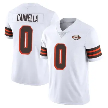 ＃0 Men's Sal Cannella White Limited Cleveland Browns Vapor 1946 Collection Alternate Jersey