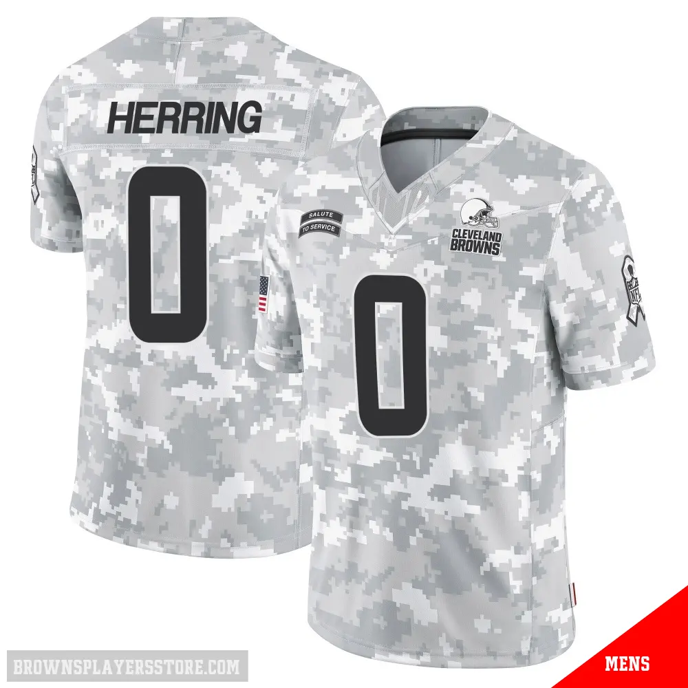 ＃0 Men's Tyron Herring Arctic Camo Limited Cleveland Browns 2024 Salute to Service Jersey