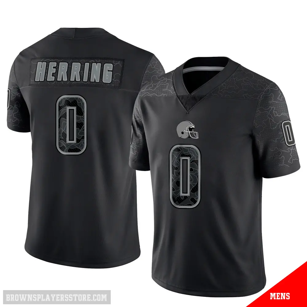 ＃0 Men's Tyron Herring Black Limited Cleveland Browns Reflective Jersey