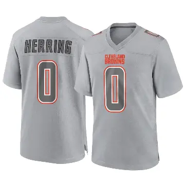 ＃0 Men's Tyron Herring Gray Game Cleveland Browns Atmosphere Fashion Jersey