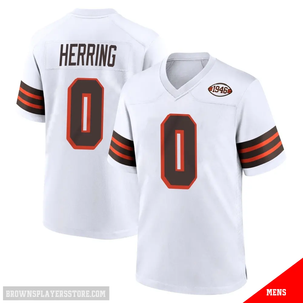 ＃0 Men's Tyron Herring White Game Cleveland Browns 1946 Collection Alternate Jersey