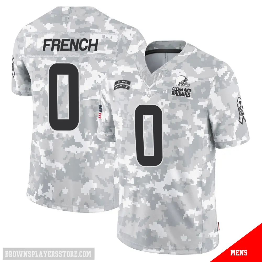 ＃0 Men's Wesley French Arctic Camo Limited Cleveland Browns 2024 Salute to Service Jersey