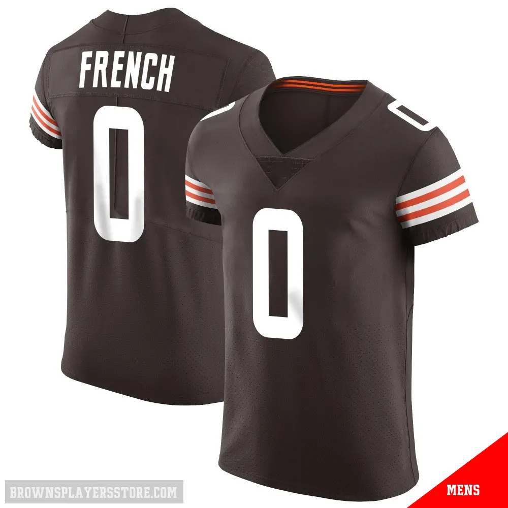 ＃0 Men's Wesley French Brown Elite Cleveland Browns Vapor Jersey