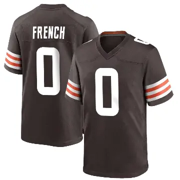 ＃0 Men's Wesley French Brown Game Cleveland Browns Team Color Jersey