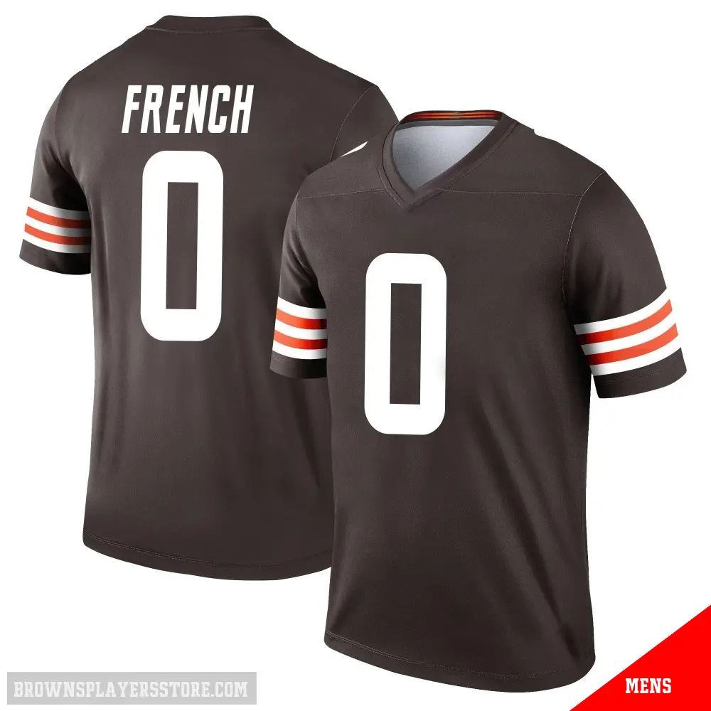 ＃0 Men's Wesley French Brown Legend Cleveland Browns Jersey