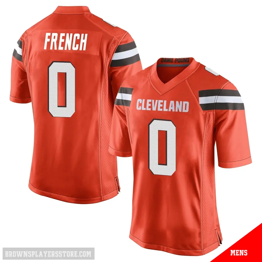 ＃0 Men's Wesley French Orange Game Cleveland Browns Alternate Jersey