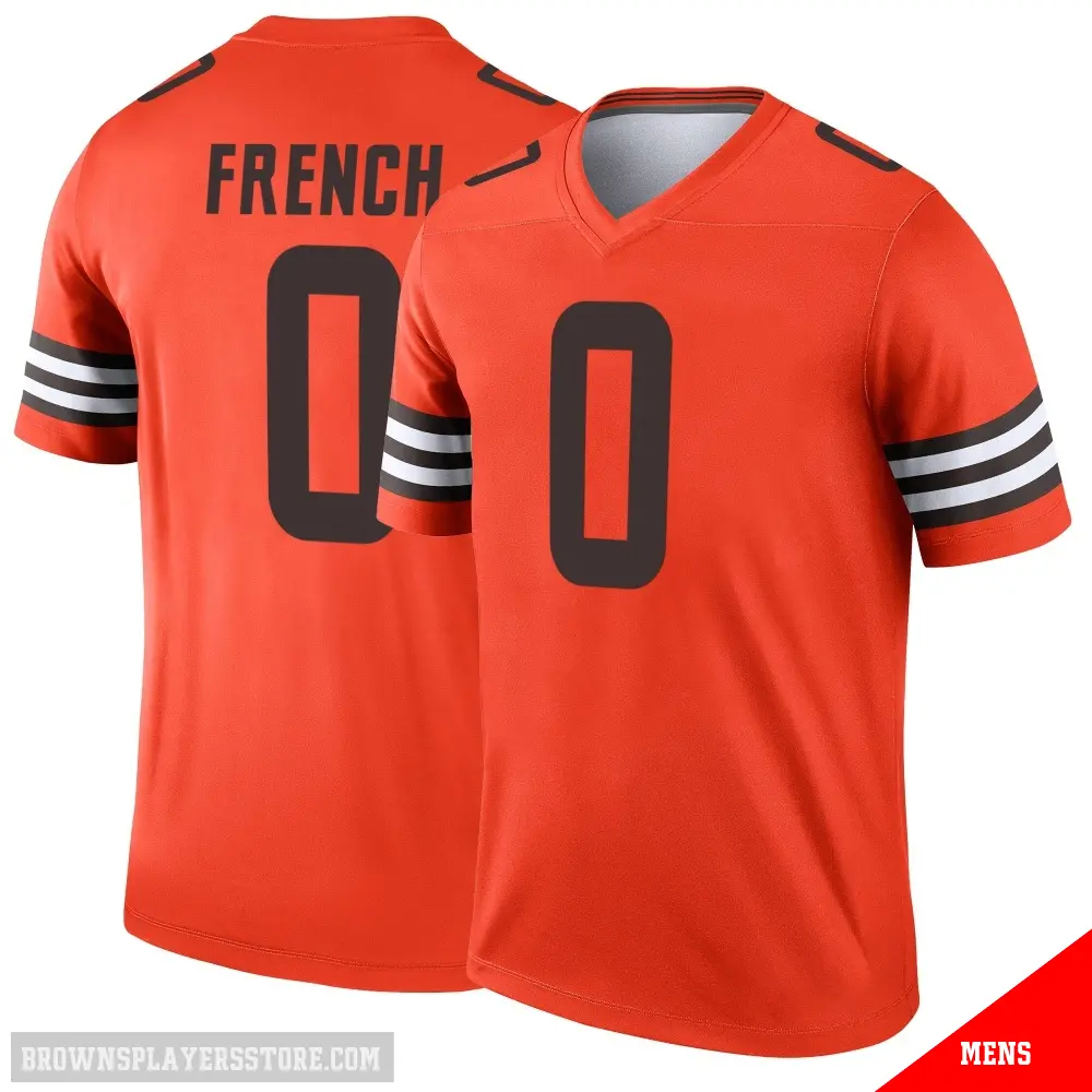 ＃0 Men's Wesley French Orange Legend Cleveland Browns Inverted Jersey