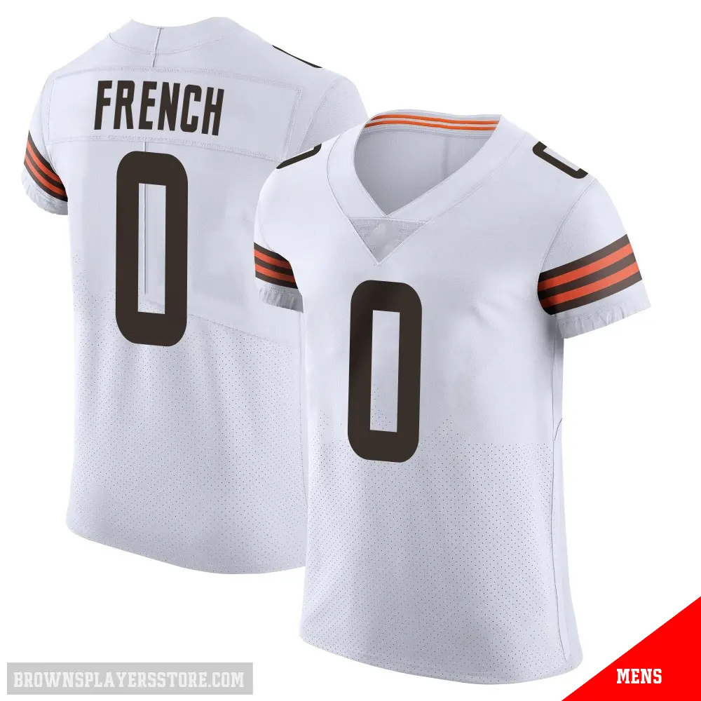＃0 Men's Wesley French White Elite Cleveland Browns Vapor Jersey