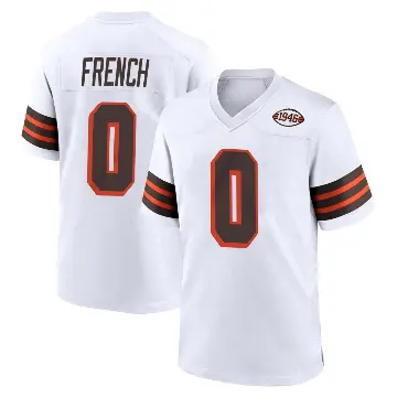 ＃0 Men's Wesley French White Game Cleveland Browns 1946 Collection Alternate Jersey