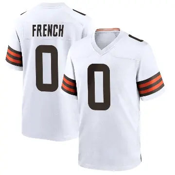 ＃0 Men's Wesley French White Game Cleveland Browns Jersey