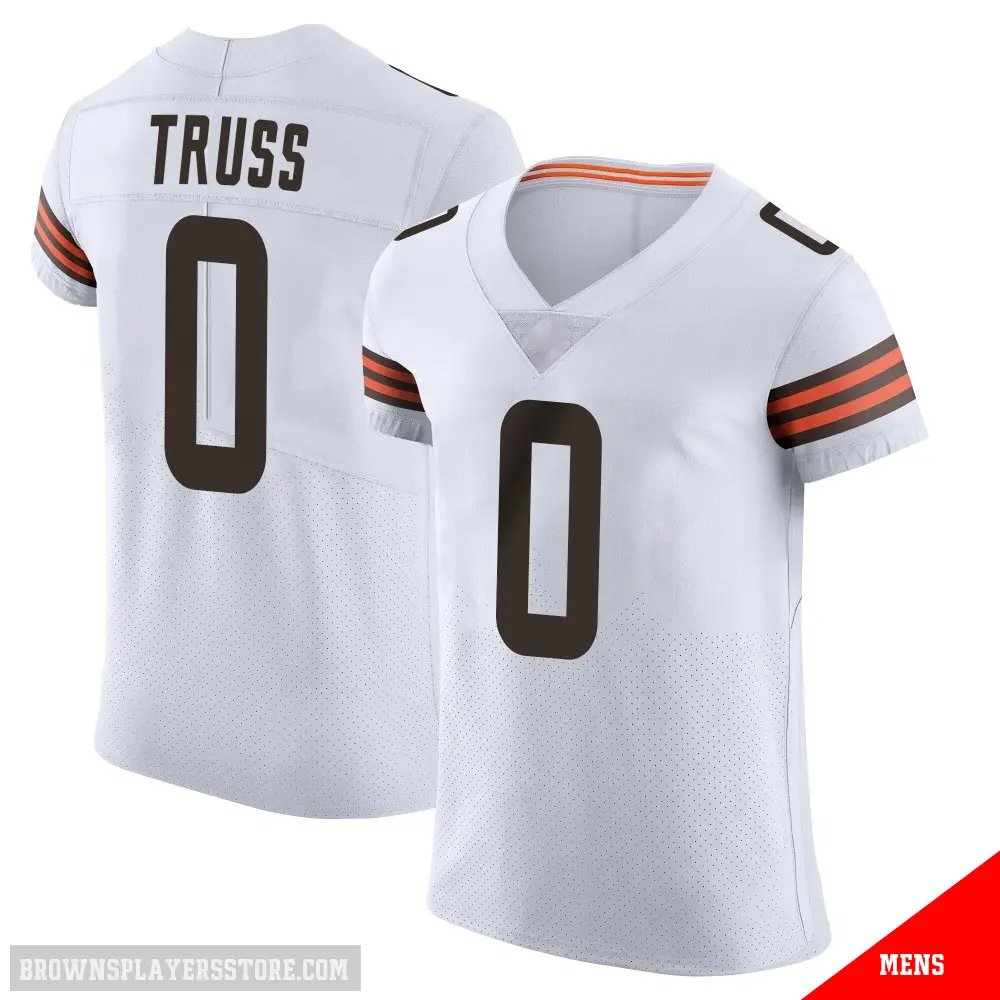 ＃0 Men's Xavier Truss White Elite Cleveland Browns Vapor Jersey