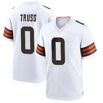 ＃0 Men's Xavier Truss White Game Cleveland Browns Jersey
