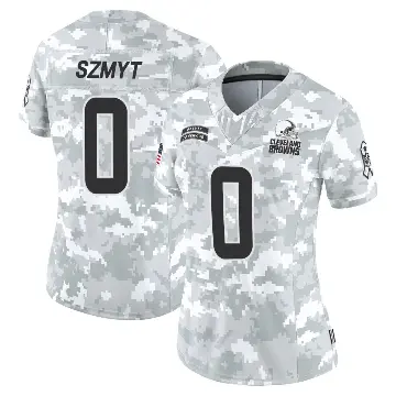 ＃0 Women's Andre Szmyt Arctic Camo Limited Cleveland Browns 2024 Salute to Service Jersey