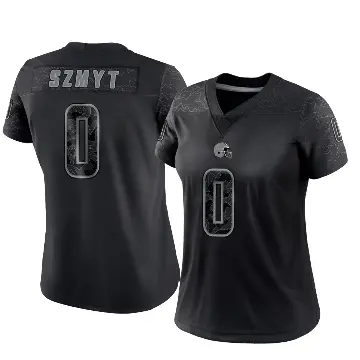 ＃0 Women's Andre Szmyt Black Limited Cleveland Browns Reflective Jersey