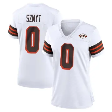 ＃0 Women's Andre Szmyt White Game Cleveland Browns 1946 Collection Alternate Jersey