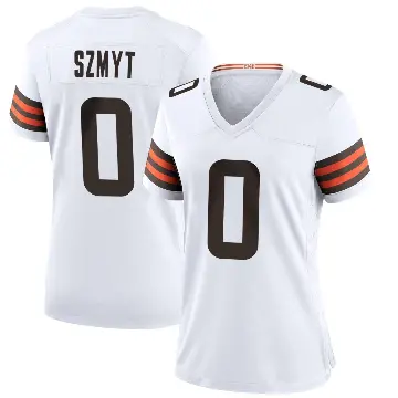 ＃0 Women's Andre Szmyt White Game Cleveland Browns Jersey