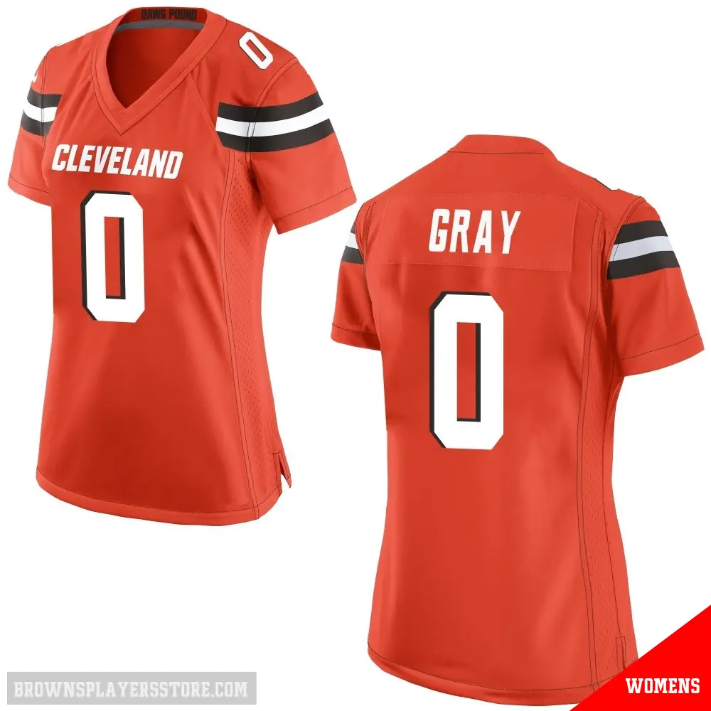 ＃0 Women's Eric Gray Orange Game Cleveland Browns Alternate Jersey