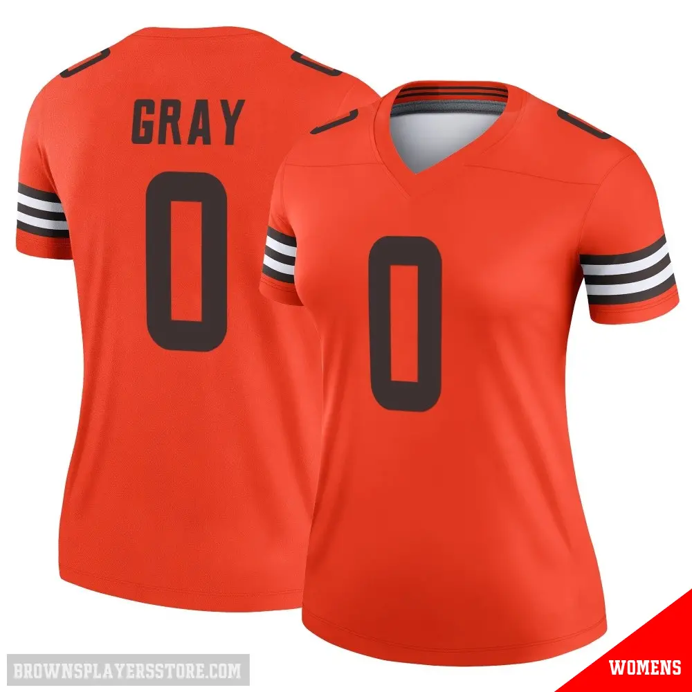 ＃0 Women's Eric Gray Orange Legend Cleveland Browns Inverted Jersey