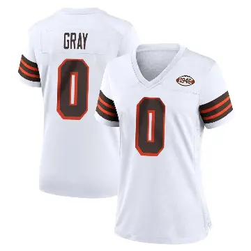 ＃0 Women's Eric Gray White Game Cleveland Browns 1946 Collection Alternate Jersey
