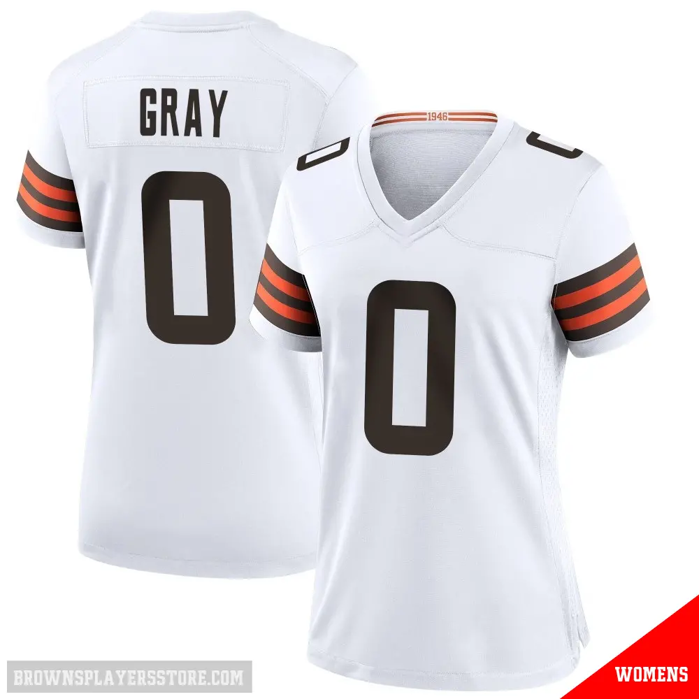 ＃0 Women's Eric Gray White Game Cleveland Browns Jersey