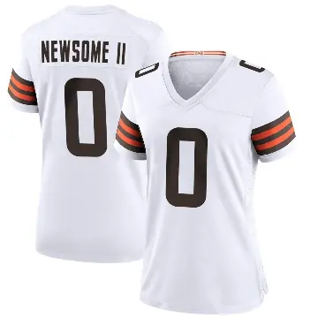 ＃0 Women's Greg Newsome II White Game Cleveland Browns Jersey