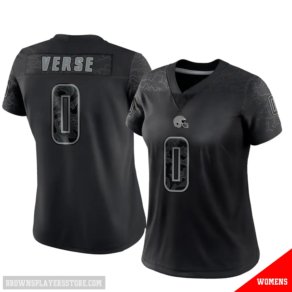 ＃0 Women's Jared Verse Black Limited Cleveland Browns Reflective Jersey