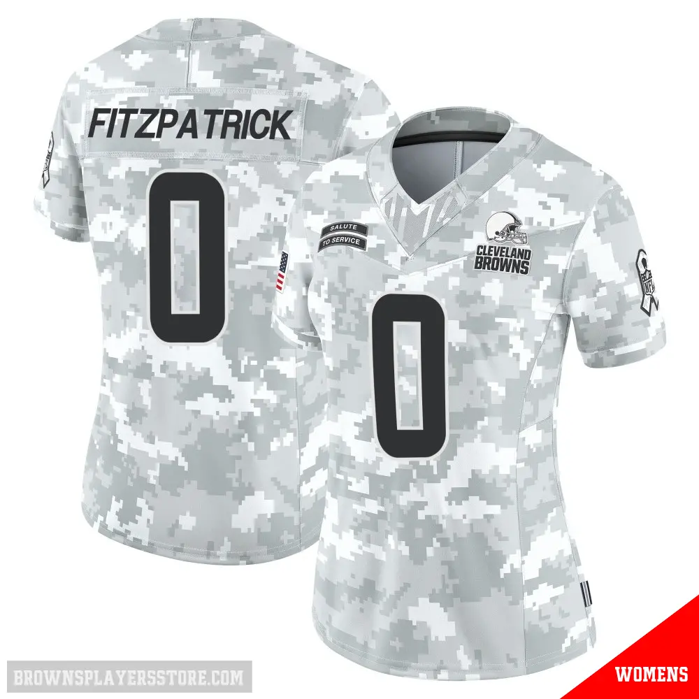 ＃0 Women's John FitzPatrick Arctic Camo Limited Cleveland Browns 2024 Salute to Service Jersey