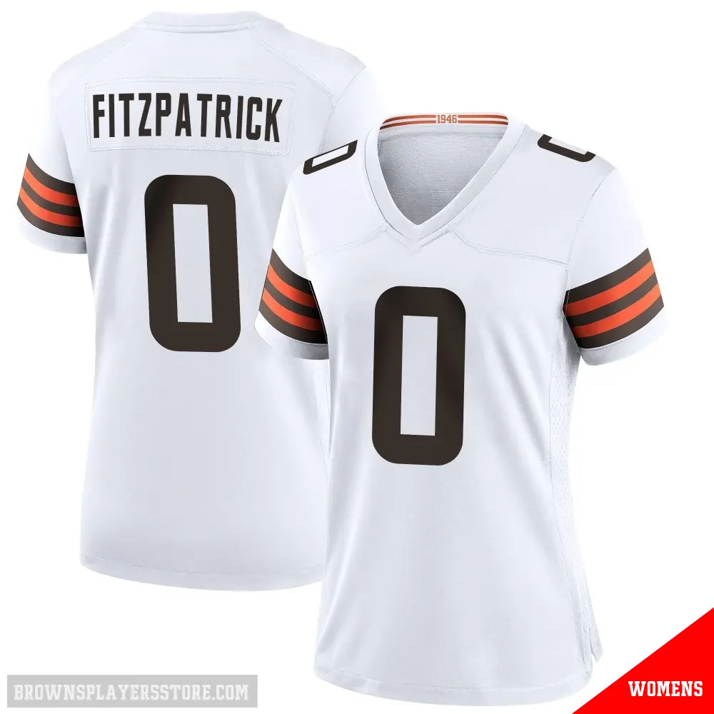 ＃0 Women's John FitzPatrick White Game Cleveland Browns Jersey