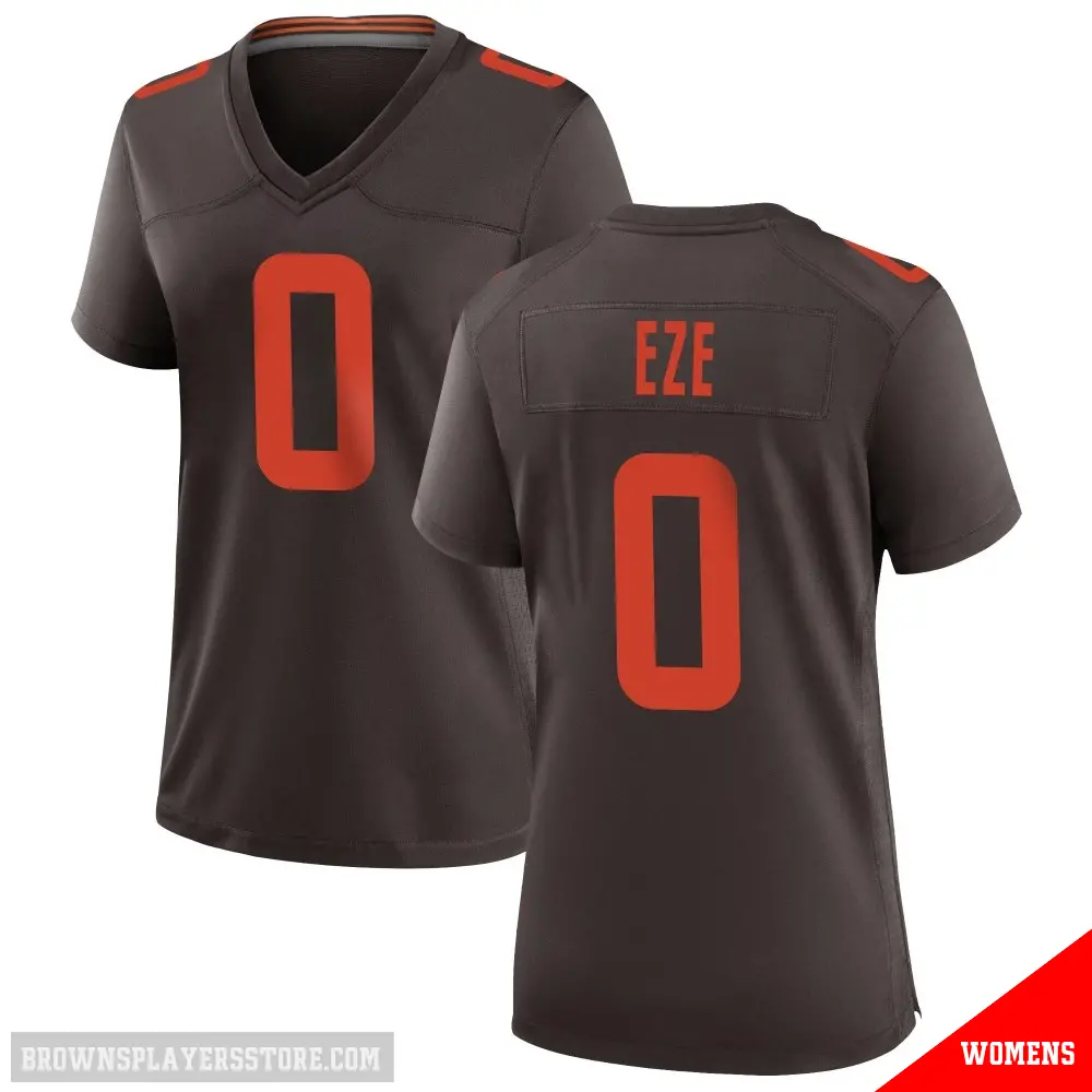 ＃0 Women's Obinna Eze Brown Game Cleveland Browns Alternate Jersey