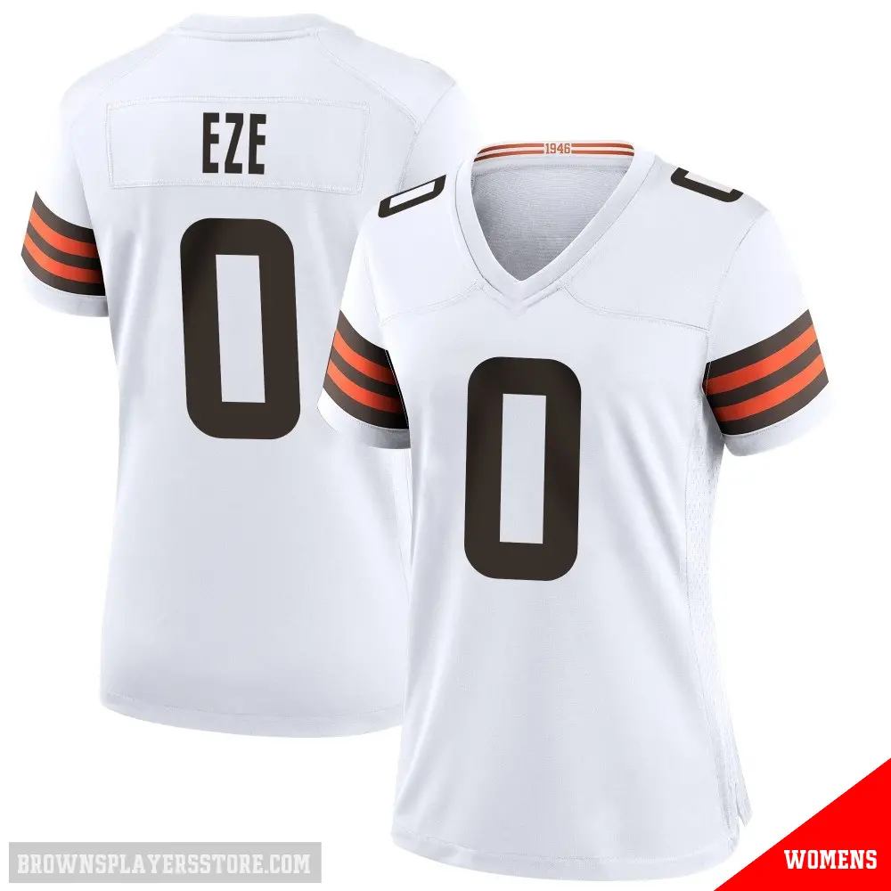 ＃0 Women's Obinna Eze White Game Cleveland Browns Jersey