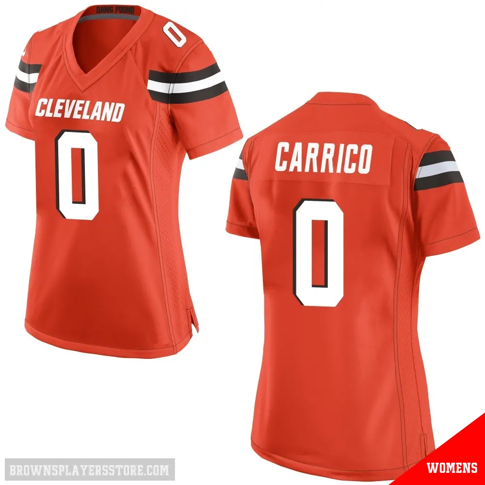 ＃0 Women's Reid Carrico Orange Game Cleveland Browns Alternate Jersey