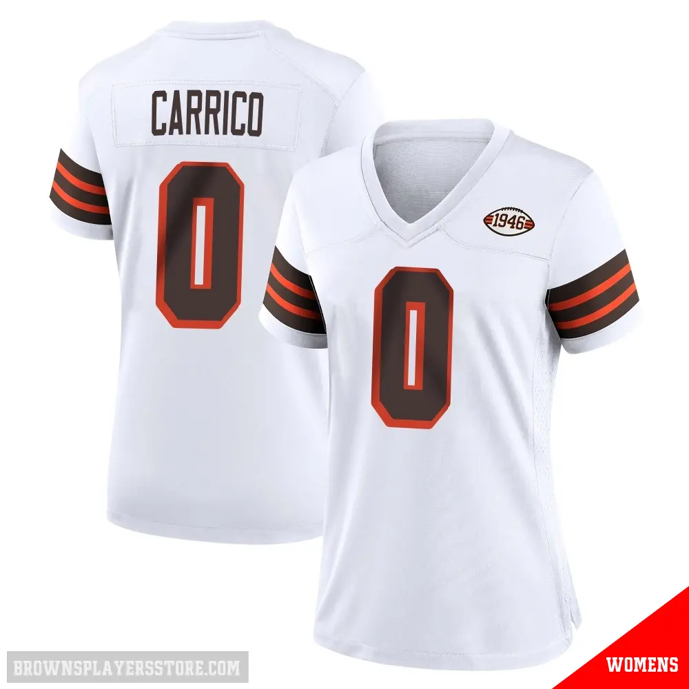 ＃0 Women's Reid Carrico White Game Cleveland Browns 1946 Collection Alternate Jersey