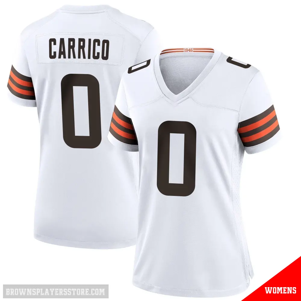 ＃0 Women's Reid Carrico White Game Cleveland Browns Jersey
