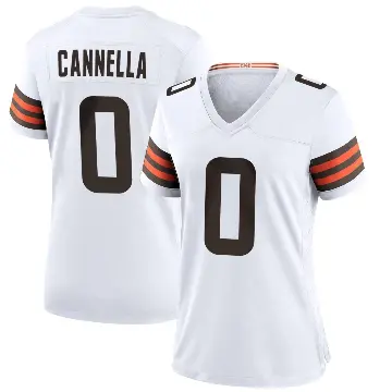 ＃0 Women's Sal Cannella White Game Cleveland Browns Jersey