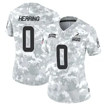 ＃0 Women's Tyron Herring Arctic Camo Limited Cleveland Browns 2024 Salute to Service Jersey