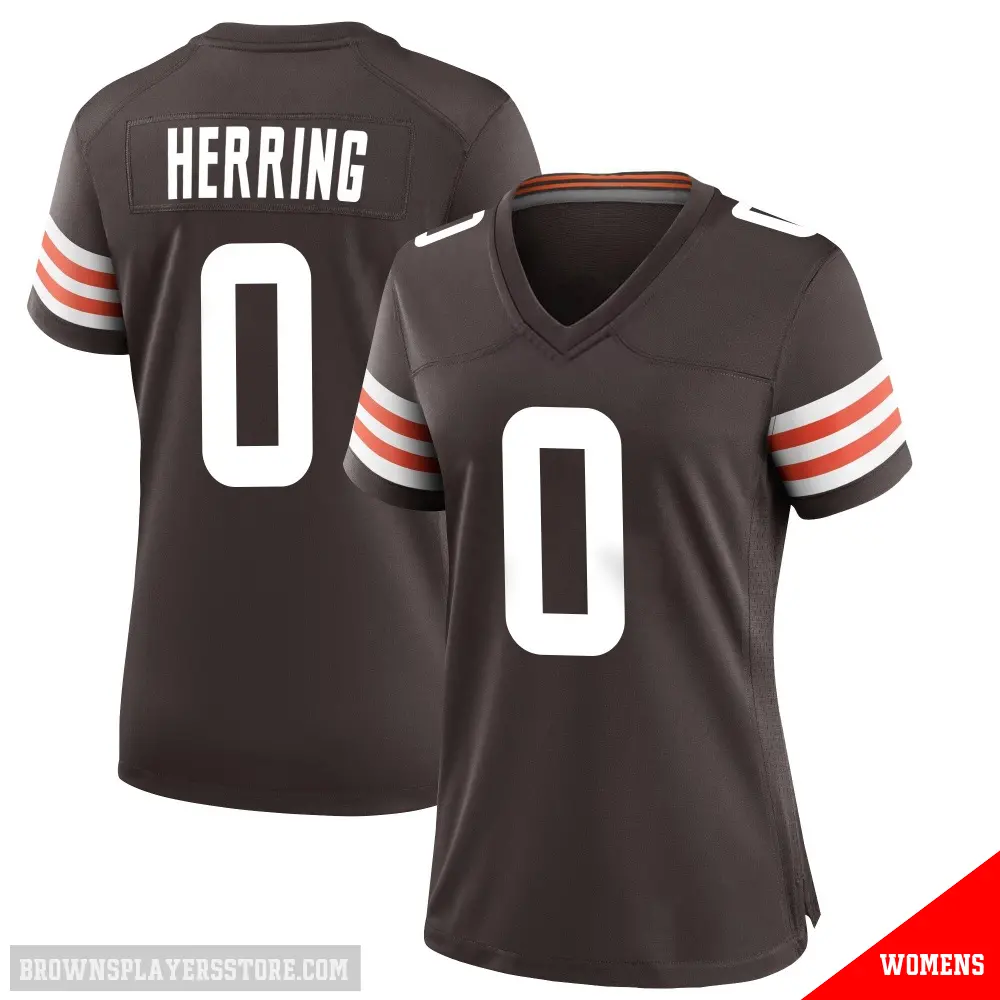 ＃0 Women's Tyron Herring Brown Game Cleveland Browns Team Color Jersey