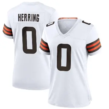 ＃0 Women's Tyron Herring White Game Cleveland Browns Jersey