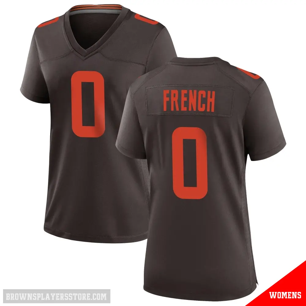 ＃0 Women's Wesley French Brown Game Cleveland Browns Alternate Jersey