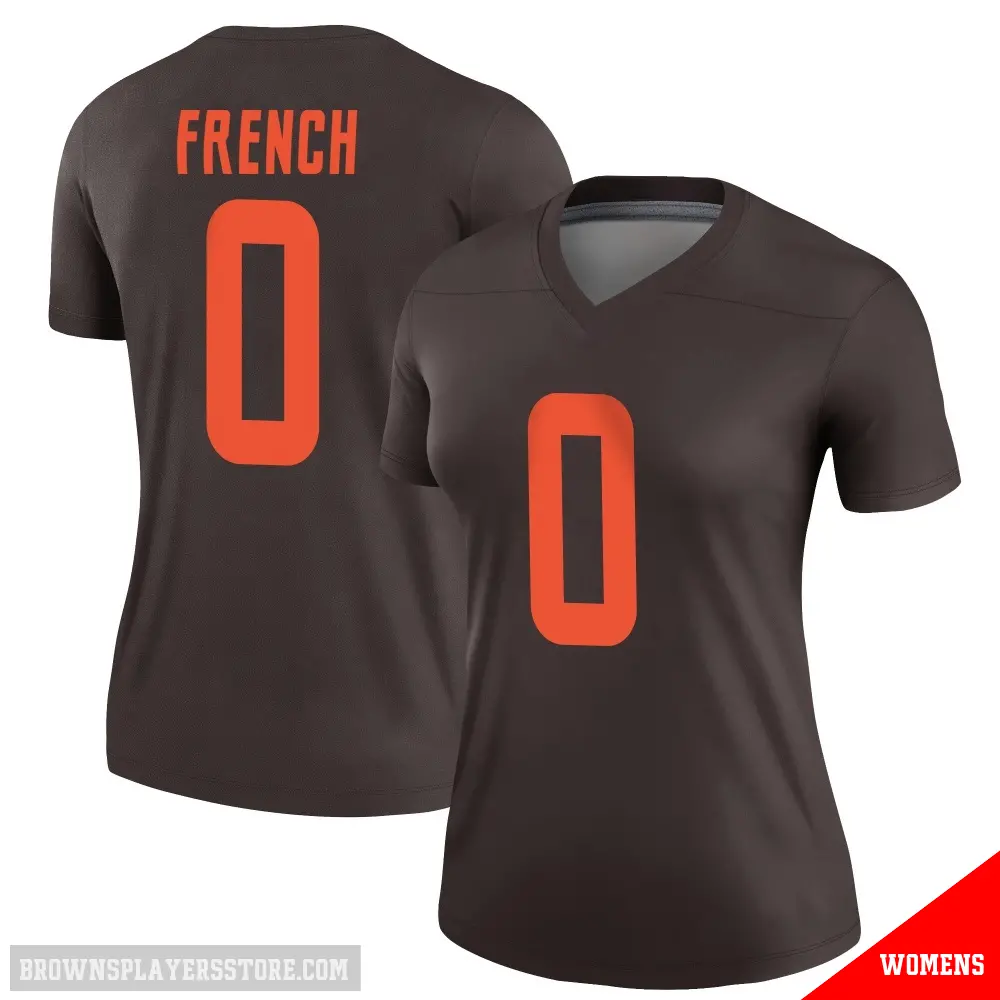 ＃0 Women's Wesley French Brown Legend Cleveland Browns Alternate Jersey