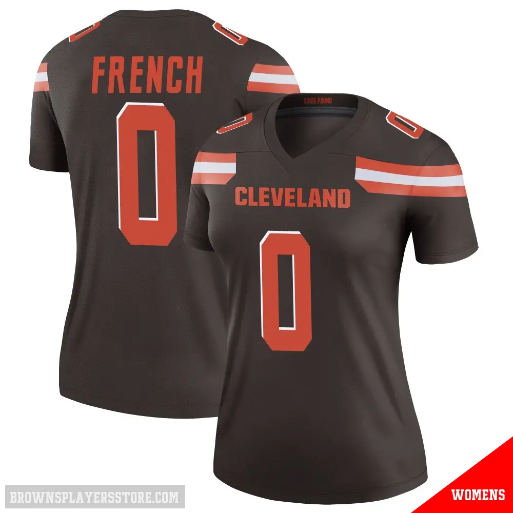 ＃0 Women's Wesley French Brown Legend Cleveland Browns Jersey